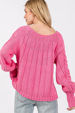 SAGE + FIG Cable-Knit Long Sleeve Sweater - Farnelli