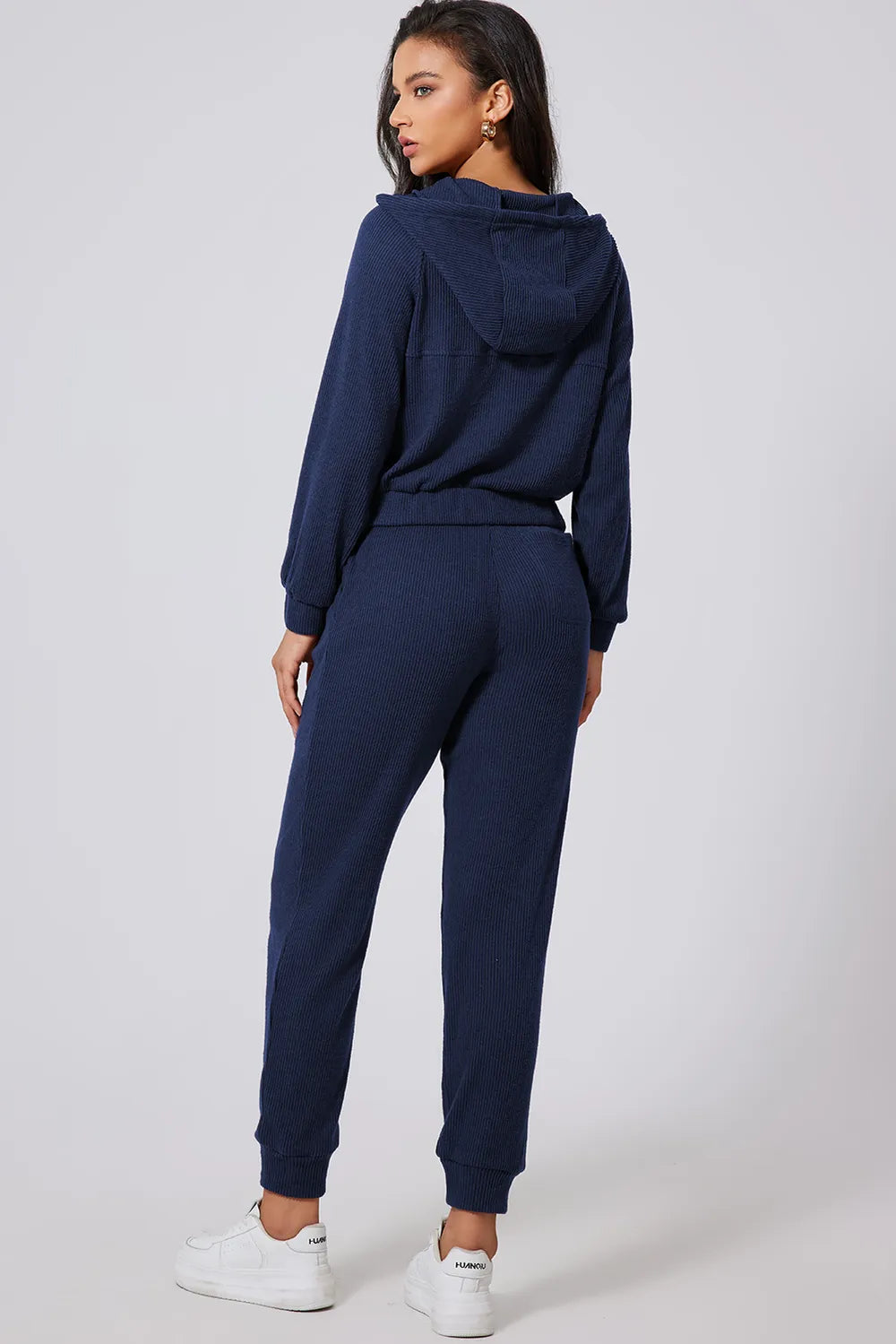 Drawstring Half Zip Hoodie and Joggers Active Set - Farnelli