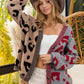 BiBi Leopard Color Block Button Down Sweater Cardigan - Farnelli