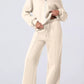 Drop Shoulder Zip Up Jacket and Drawstring Pants Active 2pcs Set - Farnelli