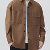 Men's Plus Size Button Up Long Sleeve Shirt - Coffee Color