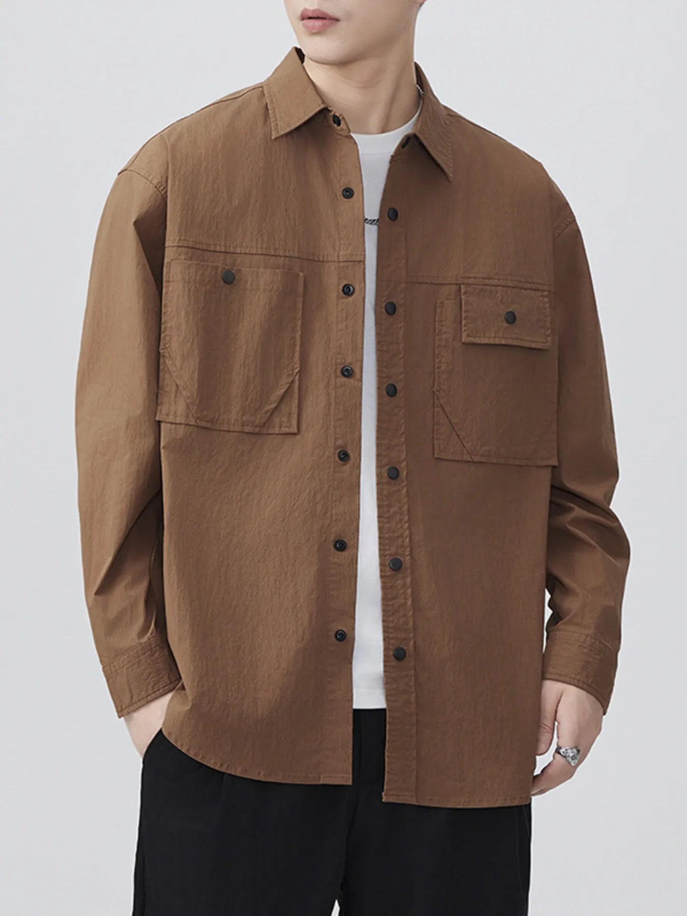 Men's Plus Size Button Up Long Sleeve Shirt - Farnelli