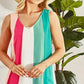 BiBi Cotton Span Knit Color Block Sleeveless Top - Farnelli
