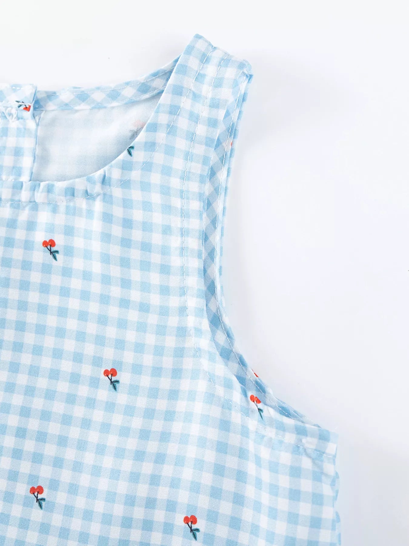 Children's Gingham Ruffle Sleeveless Dress - Farnelli