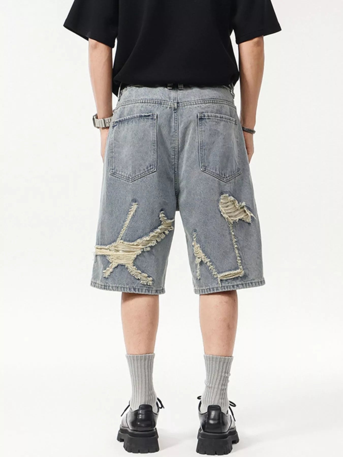 Men's Wash Distressed Denim Shorts - Farnelli