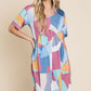 BOMBOM Ruched Color Block Short Sleeve Dress - Farnelli