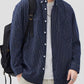 Men's Plus Size Striped Button Up Long Sleeve Shirt - Farnelli