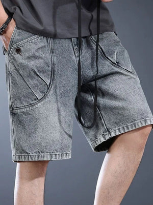 Men's Plus Size Washed Cargo Denim Shorts - Farnelli