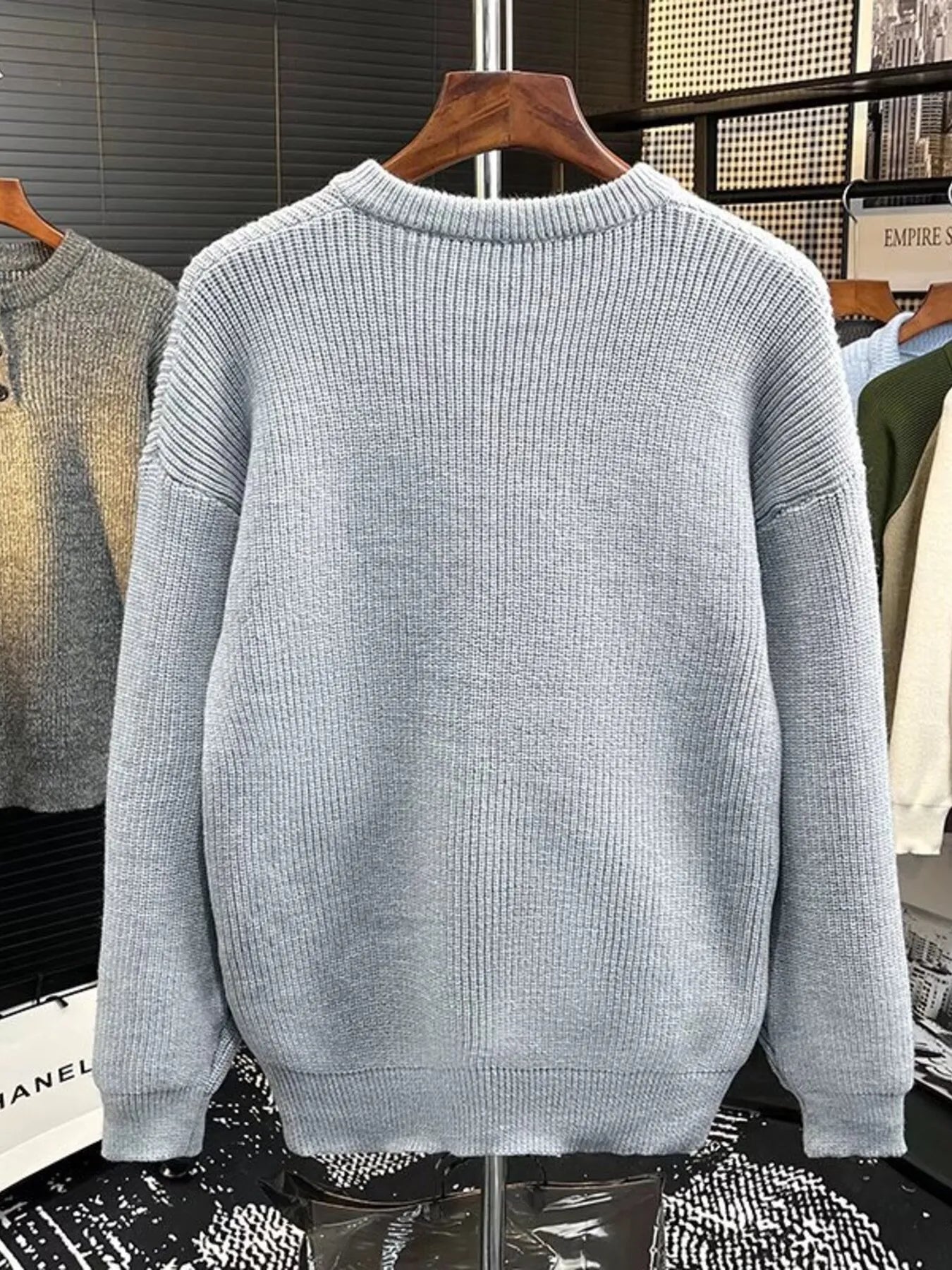Men's Plus Size Button Detail Dropped Shoulder Sweater - Farnelli
