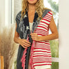 BiBi American Flag Fringe Edged Sweater Vest - NAVY/RED