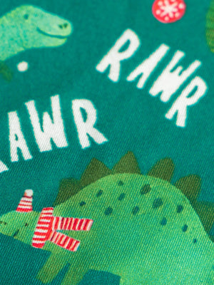 Children's Dinosaur Print Round Neck Pajama Set - Farnelli