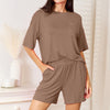 Basic Bae Full Size Soft Rayon Half Sleeve Top and Shorts Set - Mocha