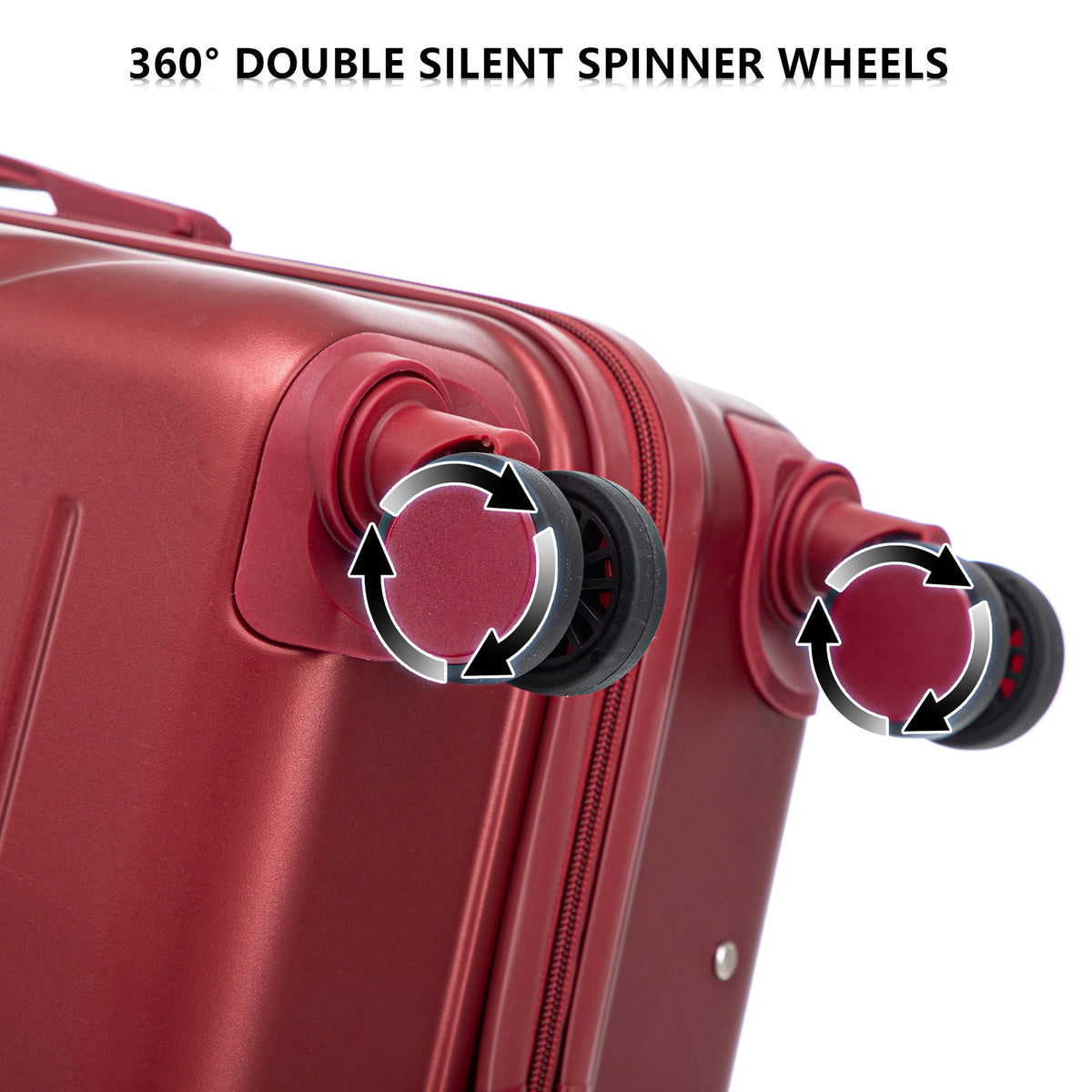 HouseOfZazla 3-piece spinner luggage set with combination locks, shown in multiple sizes