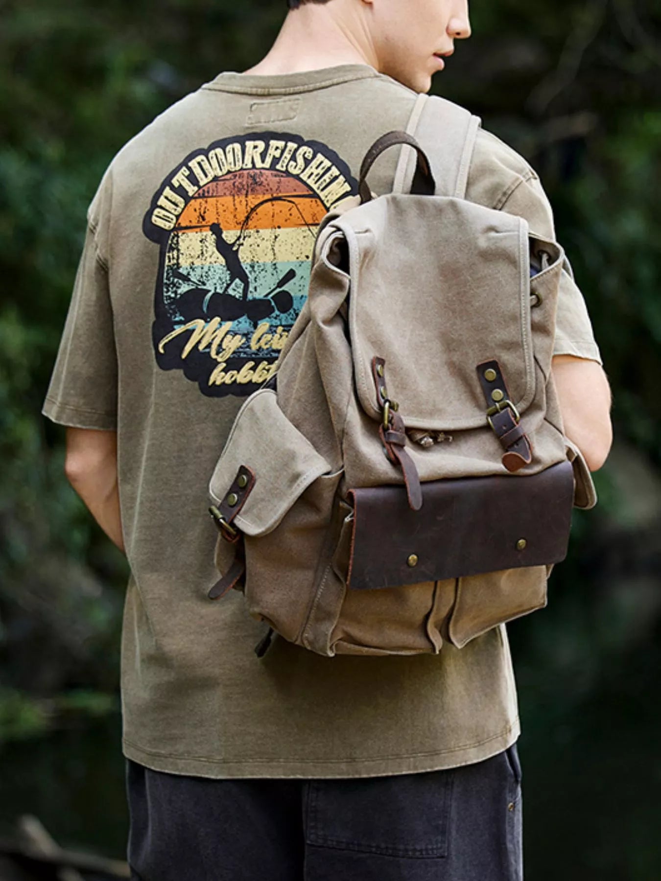 Men's Plus Size Outdoor Fishing Graphic Relaxed Fit T-Shirt - Farnelli