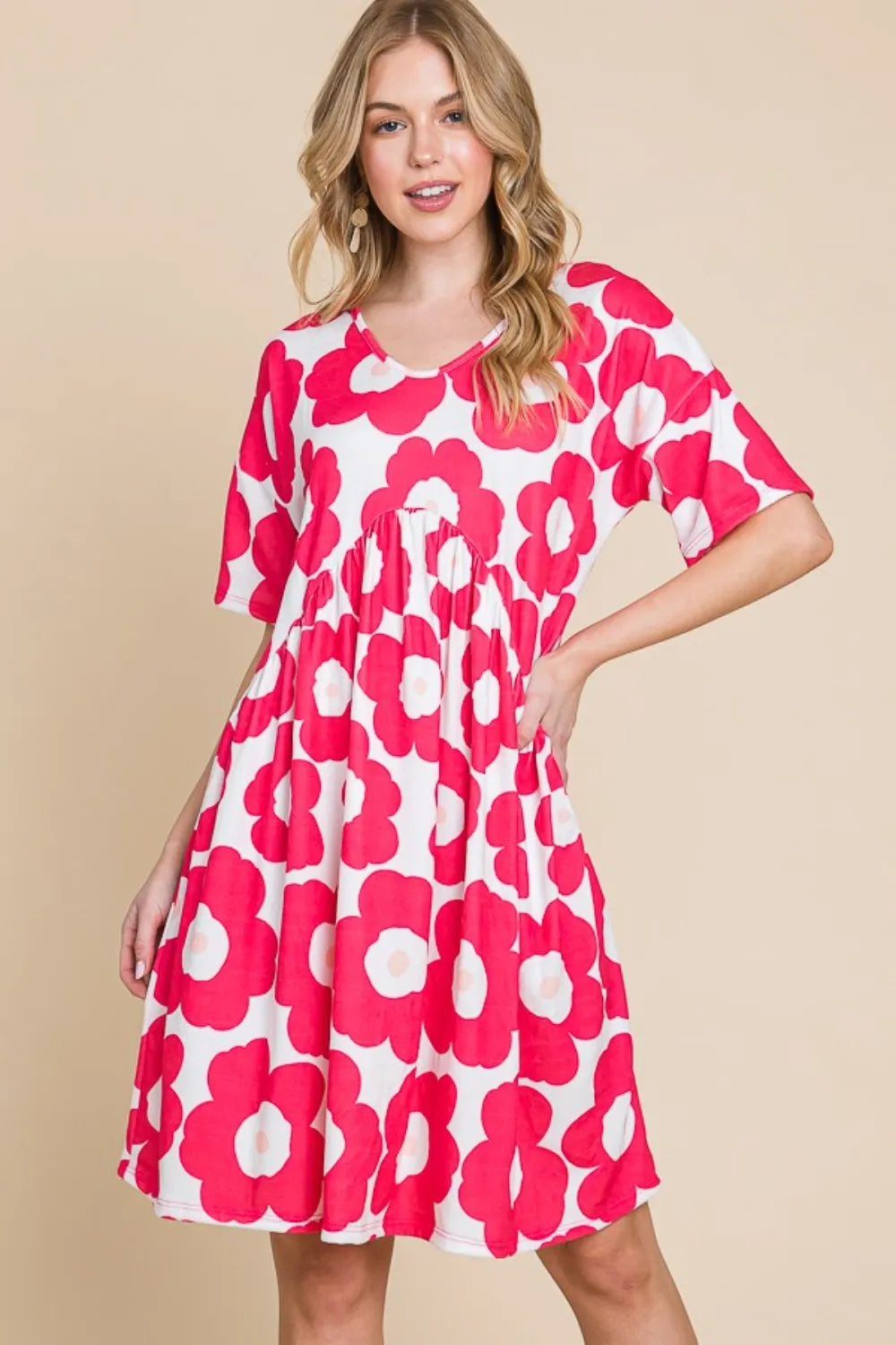 BOMBOM Flower Print Ruched Dress - Farnelli