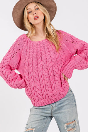 SAGE + FIG Cable-Knit Long Sleeve Sweater - Farnelli