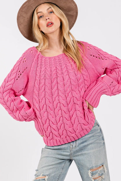 SAGE + FIG Cable-Knit Long Sleeve Sweater - Farnelli