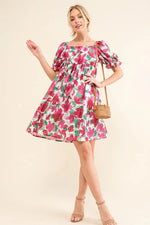 And The Why Smocked Floral Ruffle Short Sleeve Mini Dress - Farnelli
