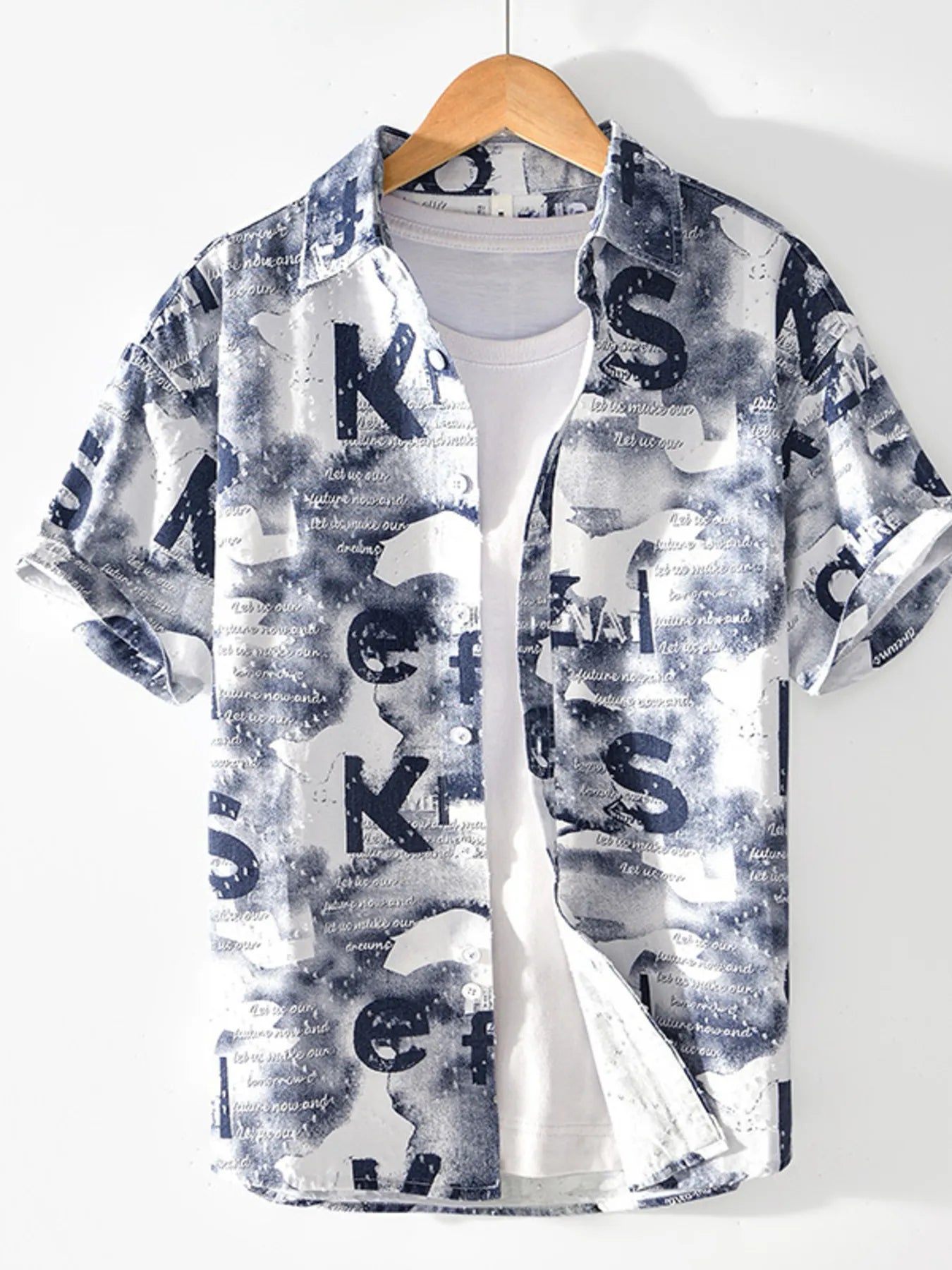 Men's Printed Button Up Short Sleeve Shirt - Farnelli