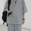 Men's Textured Short Sleeve T-Shirt and Shorts Set - Grey