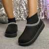 Round Toe Platform Boots - Black