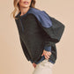 Aemi + Co Side Slit Button Detail Contrast Shoulder Sweatshirt - Farnelli