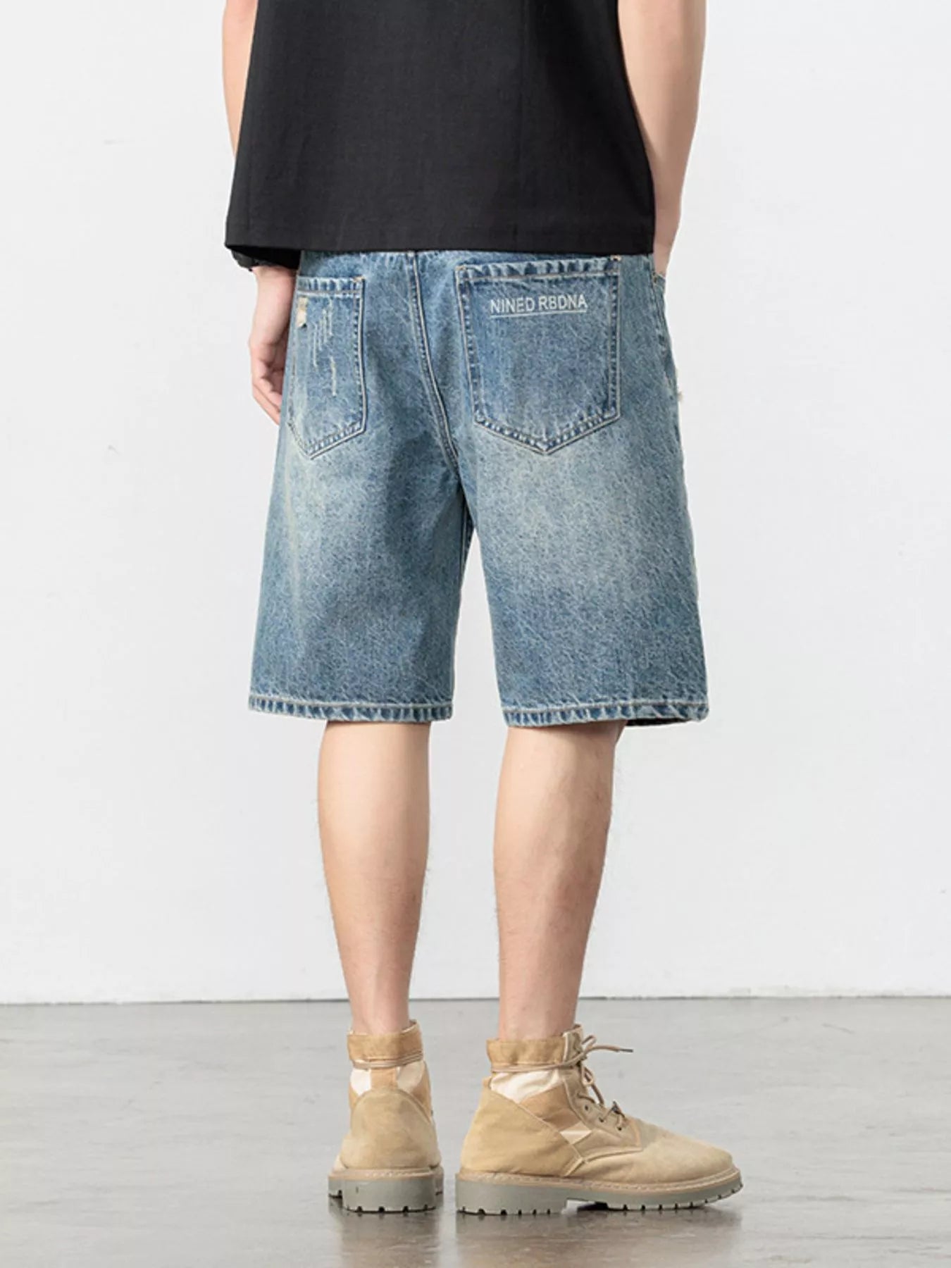 Men's Distressed Loose Fit Denim Shorts - Farnelli