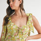 MABLE Floral Print Shoulder Tie Layered Mini Dress - Farnelli