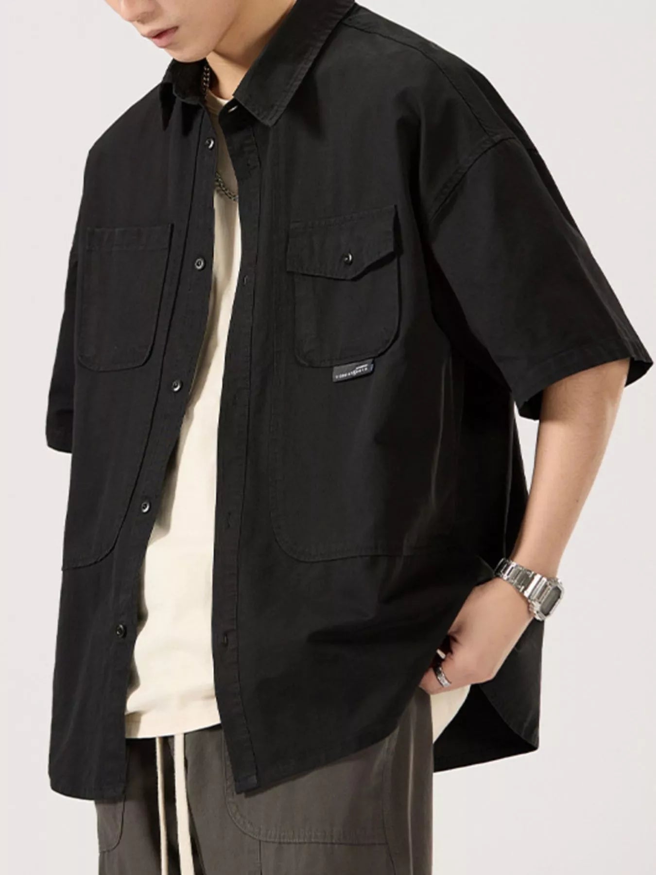 Men's Full Size Button Up Half Sleeve Shirt Plus Size - Farnelli