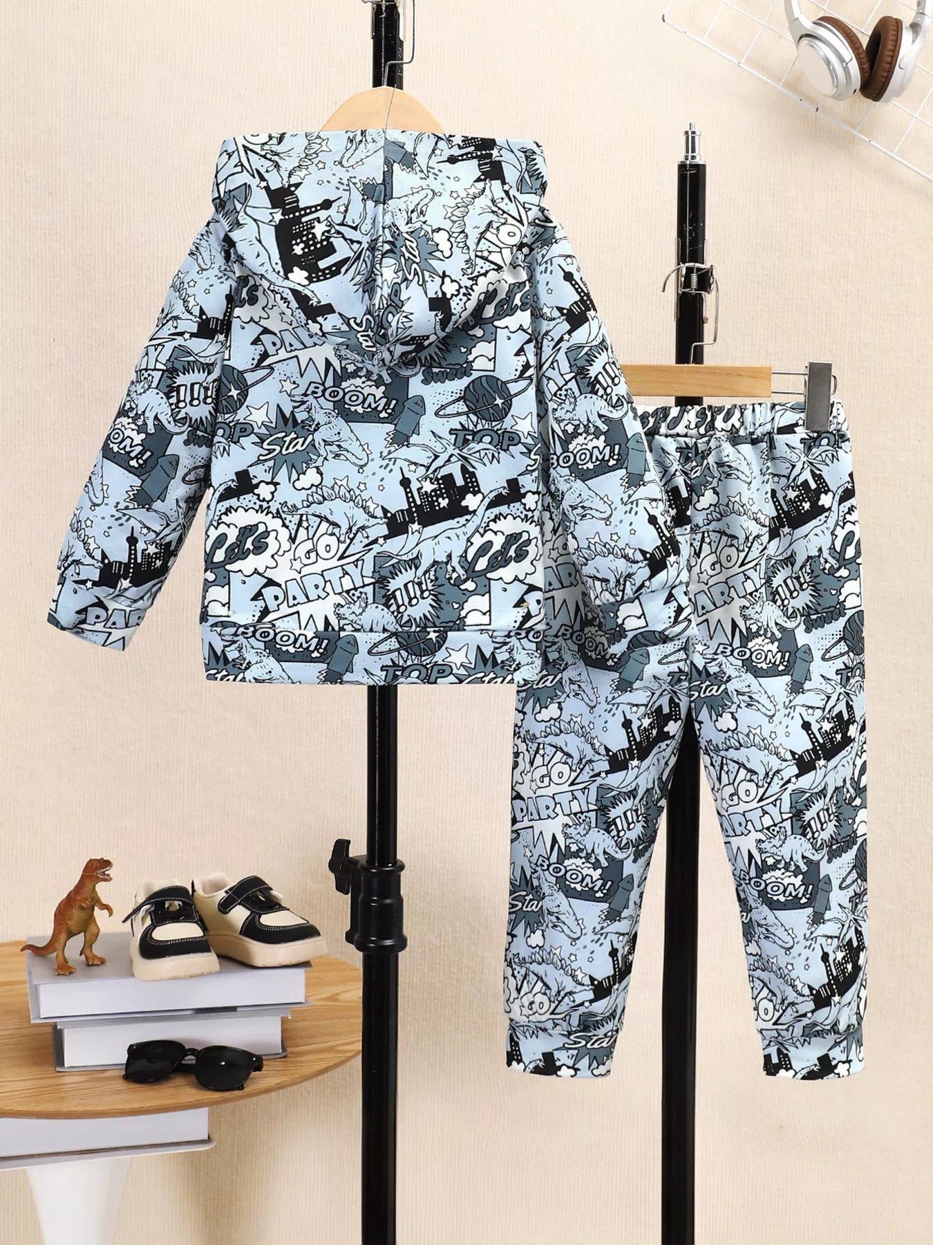 Children's Dinosaur Print Hoodie and Pants Set - Farnelli