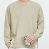 Men's Plus Size Contrast Crew Neck Sweatshirt - Apricot