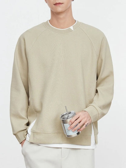 Men's Plus Size Contrast Crew Neck Sweatshirt - Farnelli