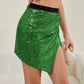 Asymmetrical Slit Sequin Skirt - Farnelli