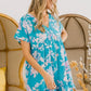 BiBi Floral Crinkle Shirred Ruffle Detail V Neck Dress - Farnelli