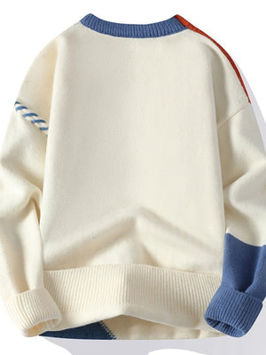 Men's Plus Size Color Block Cable Knit Sweater - Farnelli