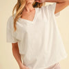 Aemi+Co V-Neck Short Sleeve T-Shirt - WHITE