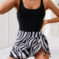 Printed Scoop Neck Wide Strap One-Piece Swimwear - Farnelli