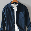 Men's Plus Size Button Up Long Sleeve Shirt - Navy Blue