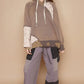 POL Floral Patchwork Distressed Drawstring Hoodie - Farnelli