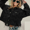 BiBi Vintage Washed Corduroy Jacket - BLACK CHARCOAL