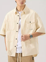Men's Full Size Button Up Half Sleeve Shirt Plus Size - Farnelli
