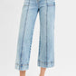 RISEN Full Size High Rise Crop Wide Front Seam Detailed Jeans Plus Size - Farnelli