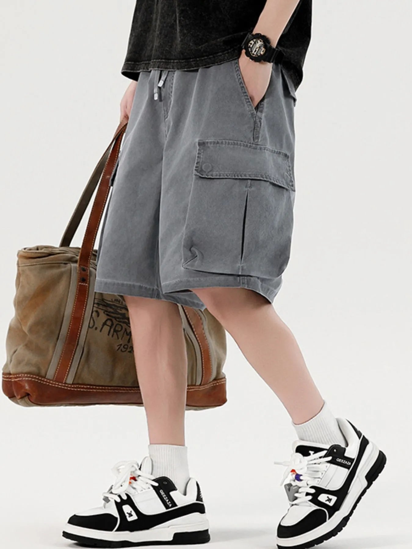 Men's Elastic Waistband Cargo Shorts - Farnelli