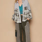 POL Balloon Sleeve Floral Color Block Plaid Shirt - Farnelli
