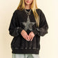 Davi & Dani Stud Star Patch Acid Washed Sweatshirt - Farnelli