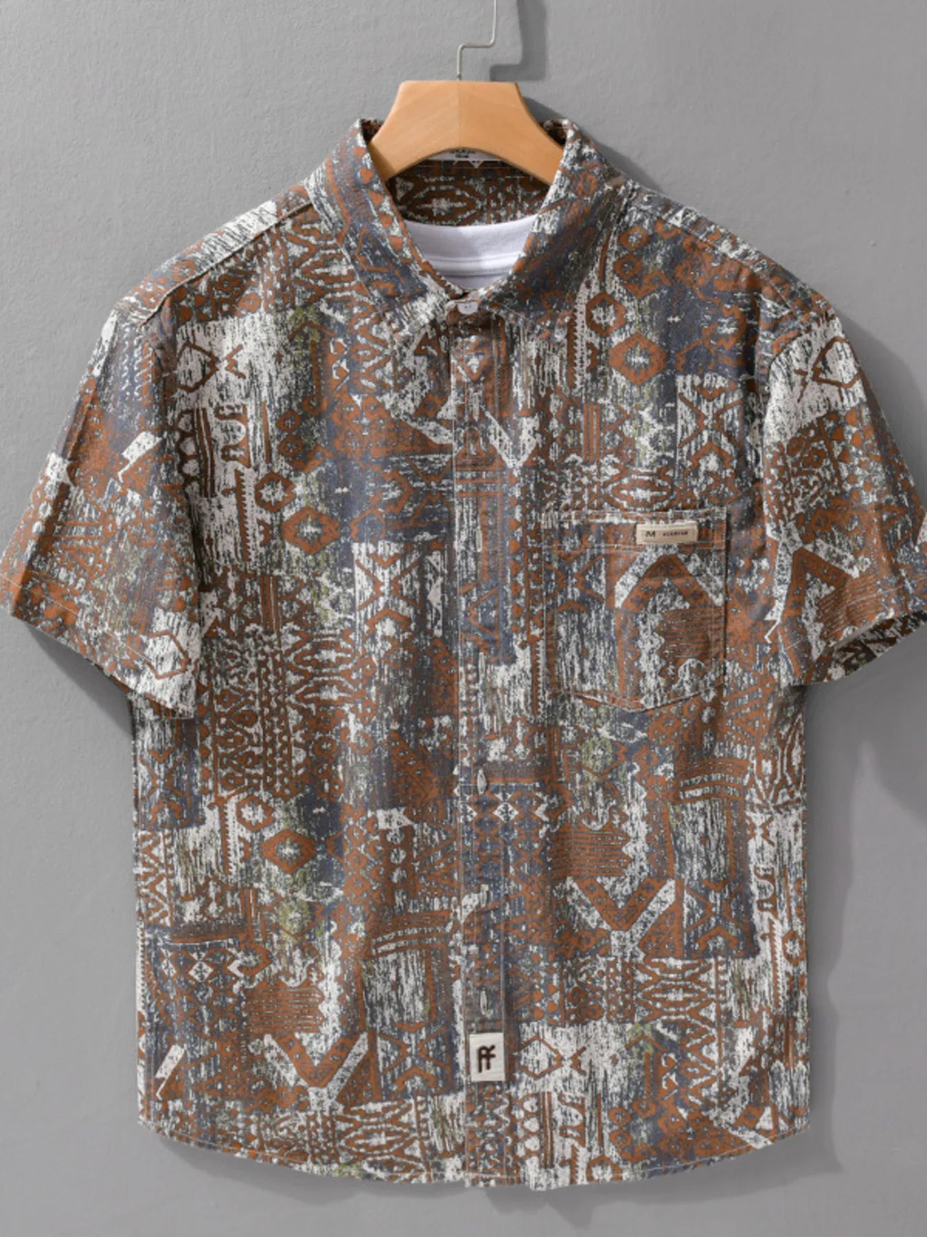 Men's Plus Size Button Up Short Sleeve Shirt - Farnelli
