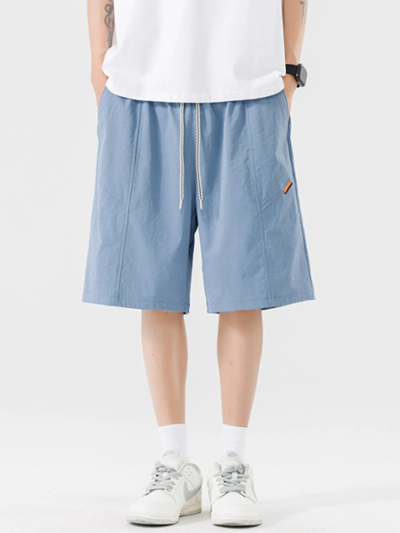 Men's Plus Size Drawstring Wide Leg Shorts - Farnelli