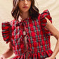SO ME Christmas Holiday Plaid Ruffled Quilt Vest Top - Farnelli