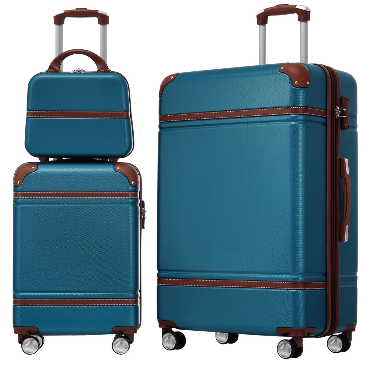 HouseOfZazla 3-piece hardshell luggage set with spinner wheels and TSA locks in multiple colors