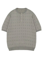 Men's Casual Knit Button Henley T-Shirt with Textured Pattern - Farnelli